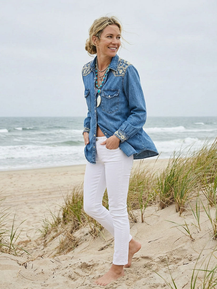 maison hotel thelma denim shirt lifestyle