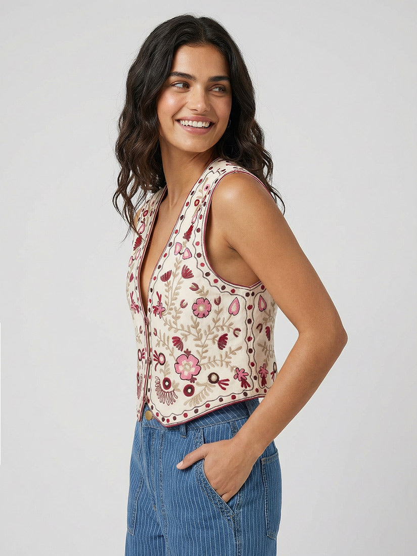 LOLA Embroidered Vest Freak Folk
