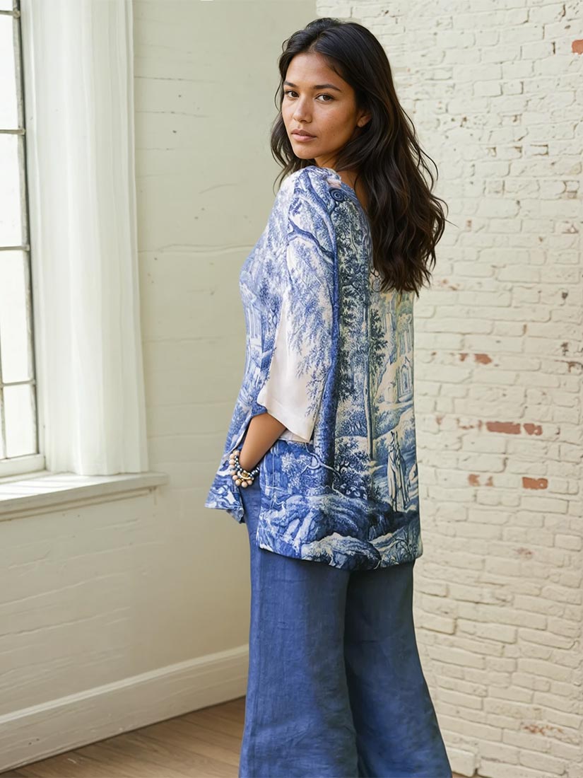 market of stars let The Light In Luxe Tee bamboo viscose on black hair model