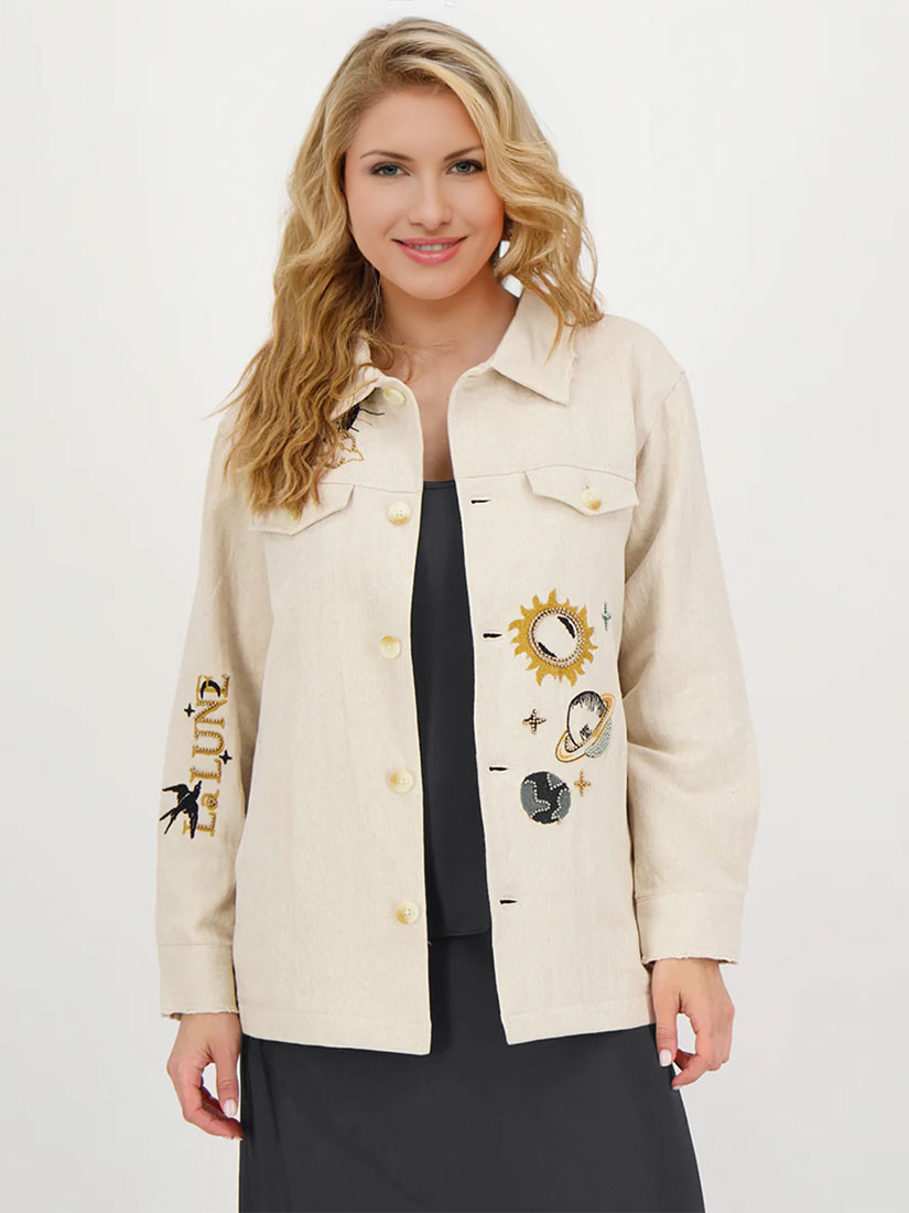 me369 briann celestial embroidered jacket cream