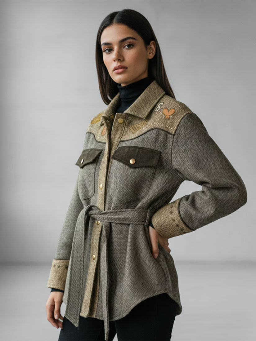 me369 kiara tweed jacket military