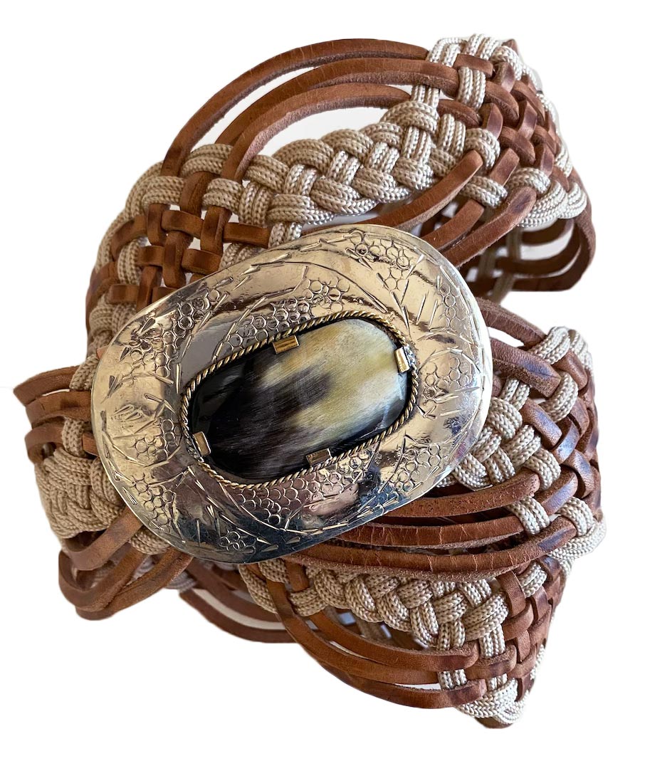 miss june lea woven leather belt natural adjustable