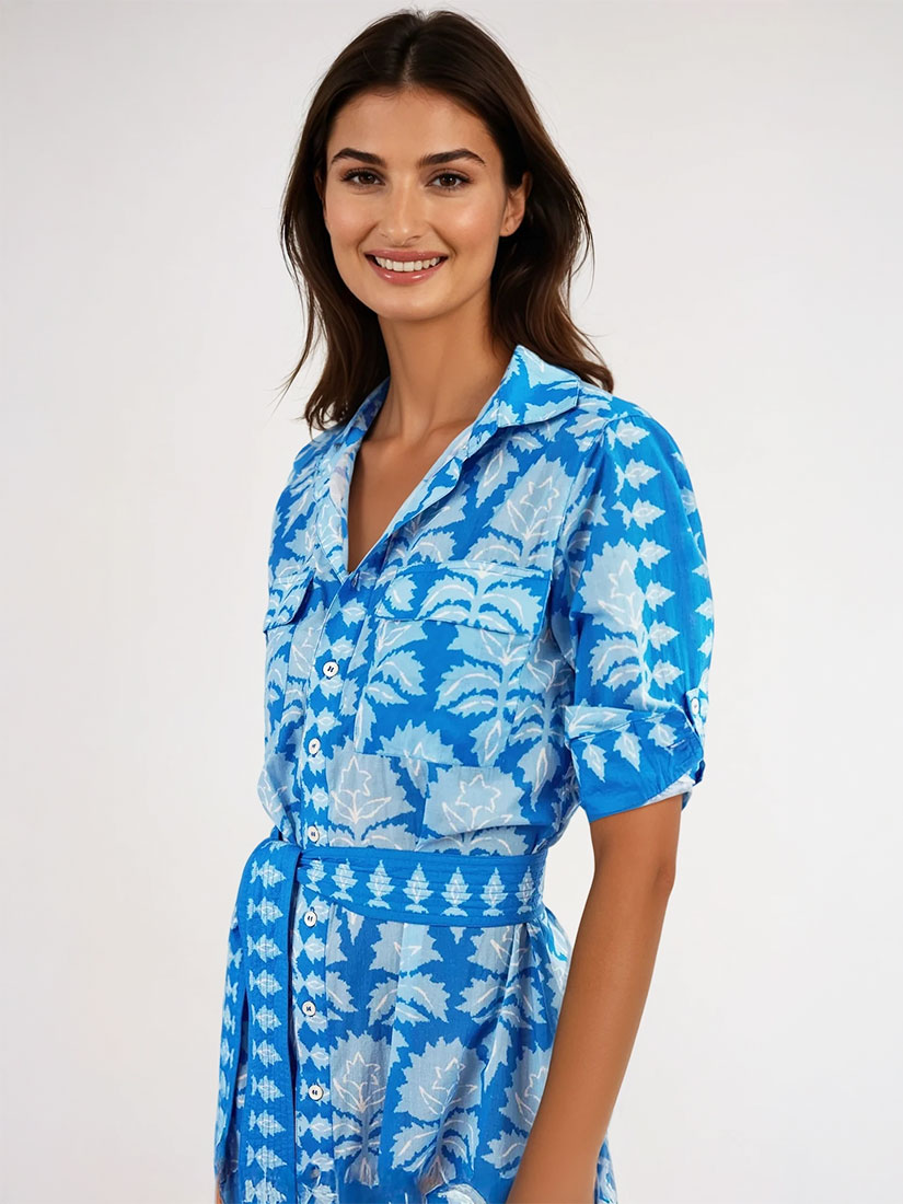 omika palma maxi shirtdress mika azure print