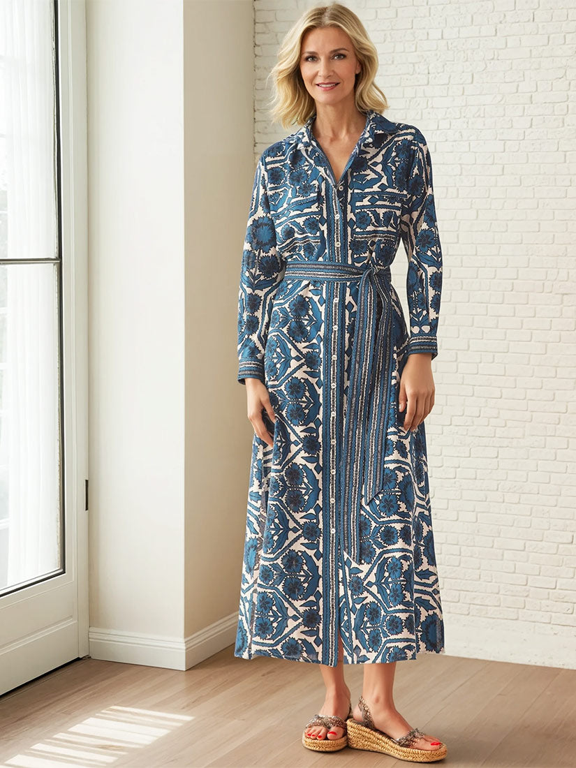 omika palma maxi shirt dress tessa santorini print bestseller