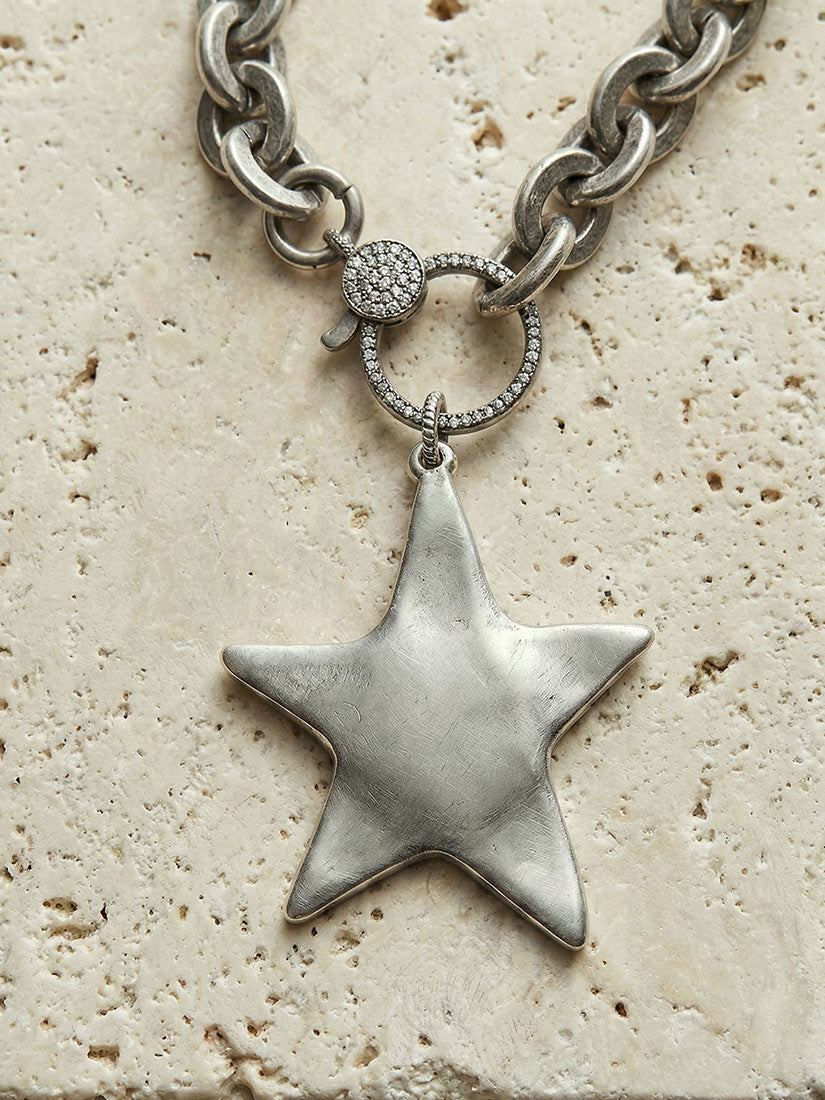 YOU'RE A STAR Diamond Pave Pendant Necklace