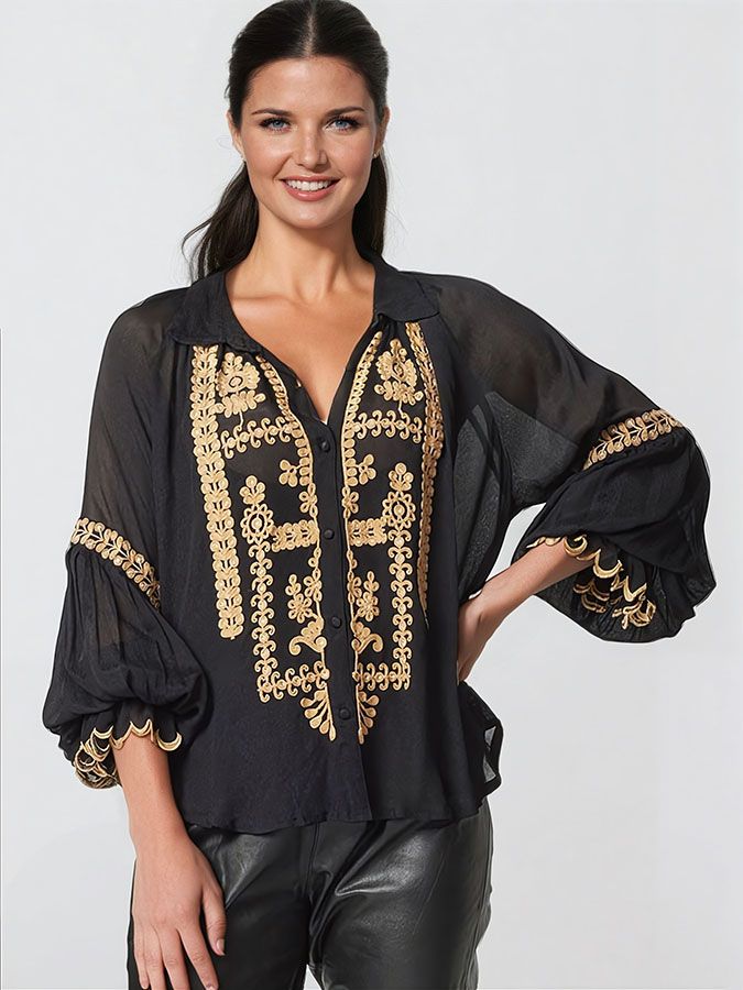 miss june anya chiffon blouse black