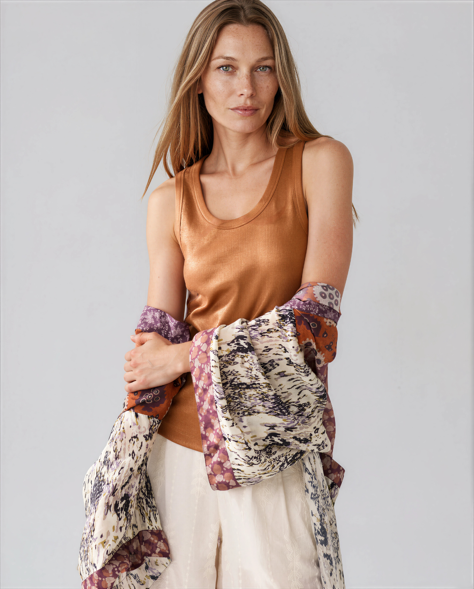 summum ribbed tank top apricot