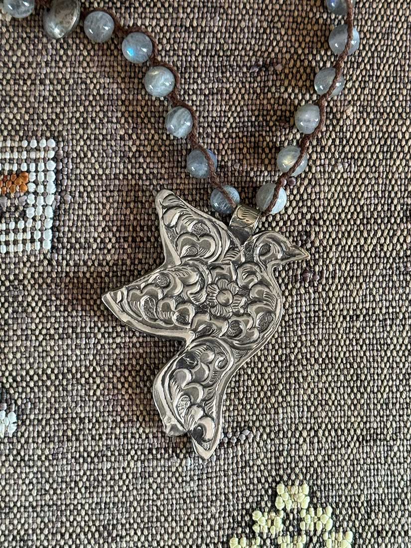 FREE FLIGHT 2 Silver + Labradorite Pendant Necklace
