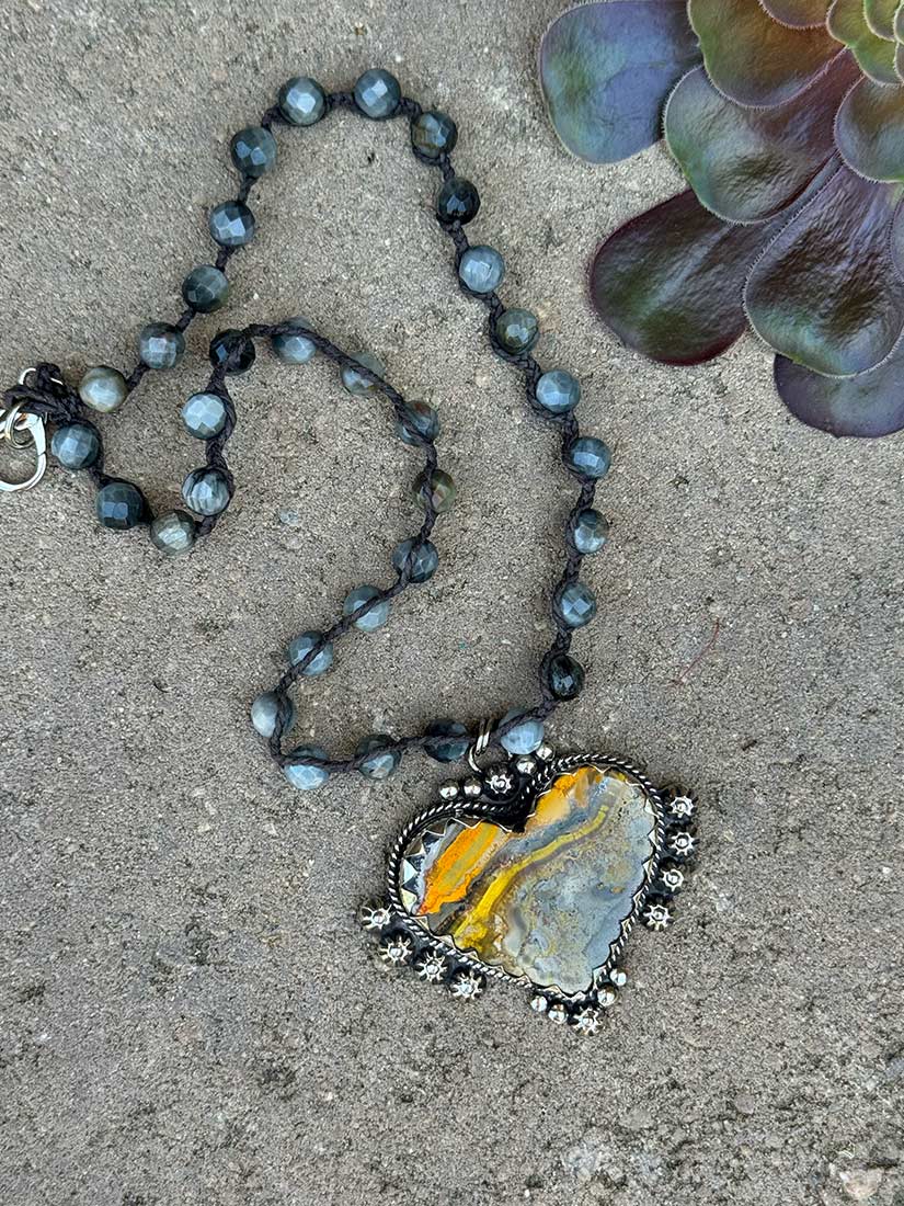tara gasparian golden heart bumblebee jasper pendant necklace