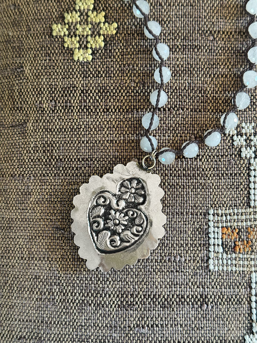 TENDER HEART Carved Bone Pendant Necklace