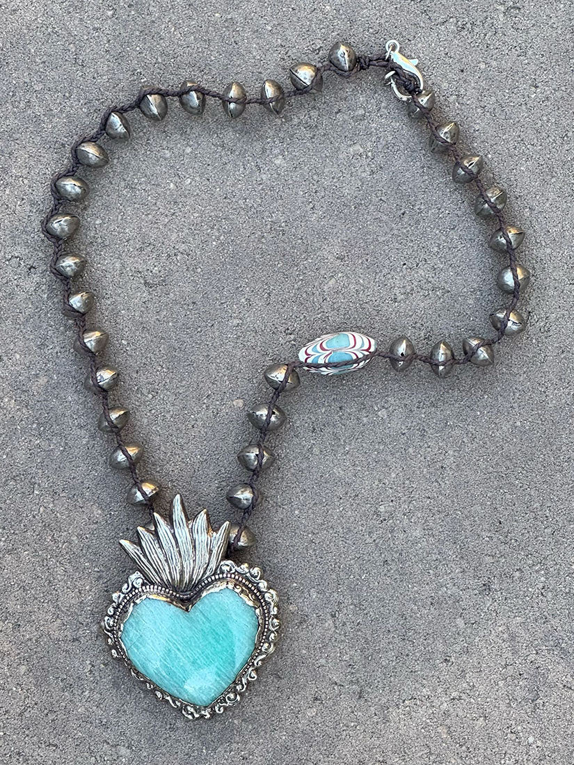 heartlight blue jasper sacred heat pendant necklace by tara gasparian.