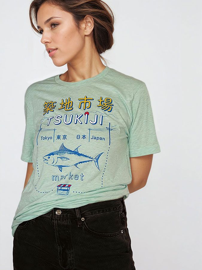 get dressed collective tsukiji market graphic tee mint