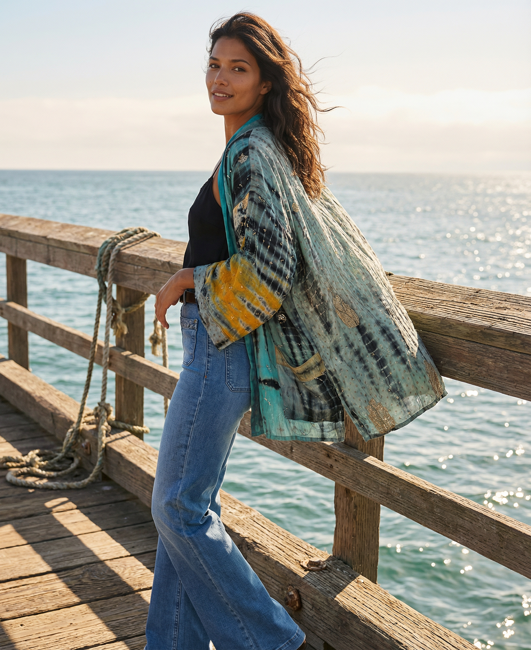 BEACH DAY Vintage Silk Kimono