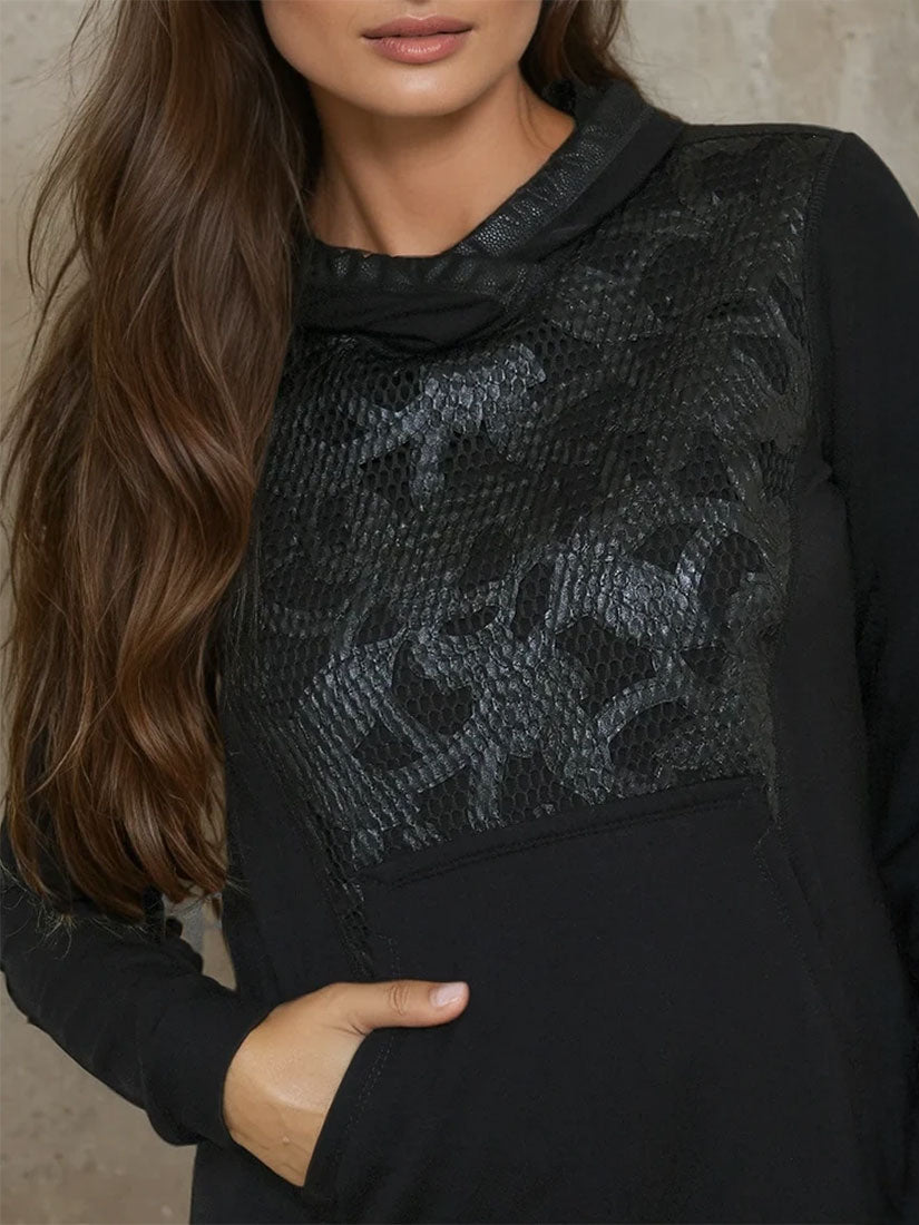 beate heymann geneva pullover sweatshirt lace cut out black