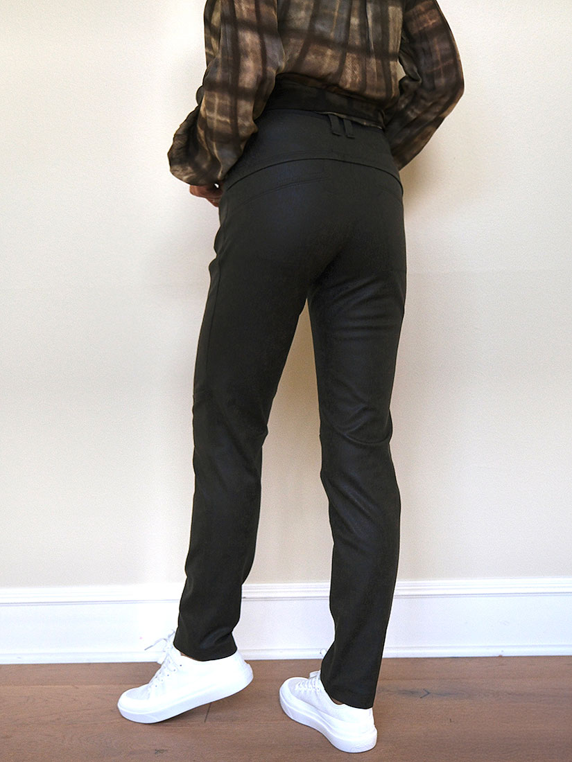 OLTEN Vintage Leather Look Slim Pant