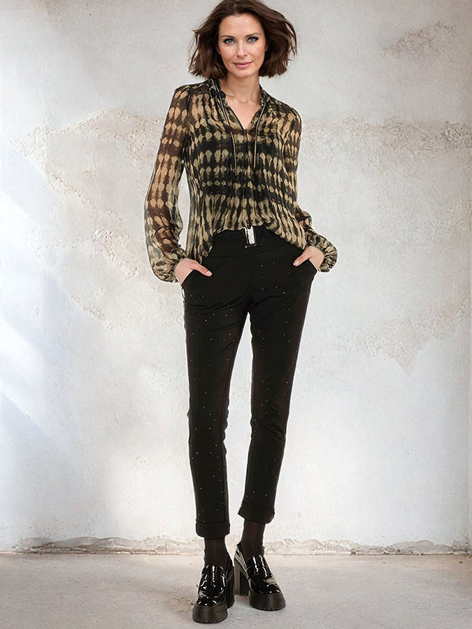 kota jeweled ankle length jogger by beate heymann on brown hair model
