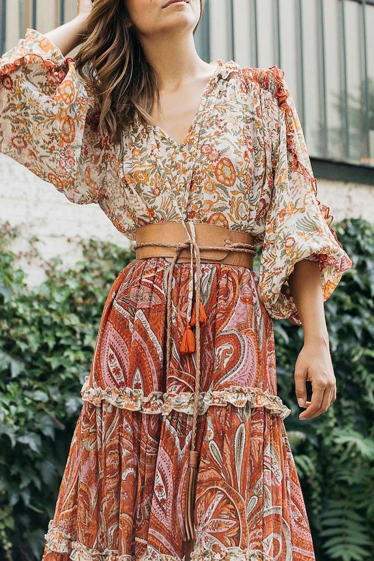 Miss June Arlow leather wrap belt on model