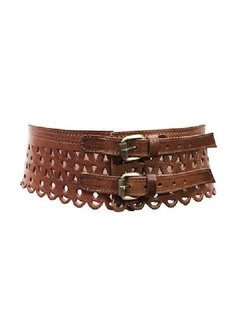 Miss June Joan leather belt flat