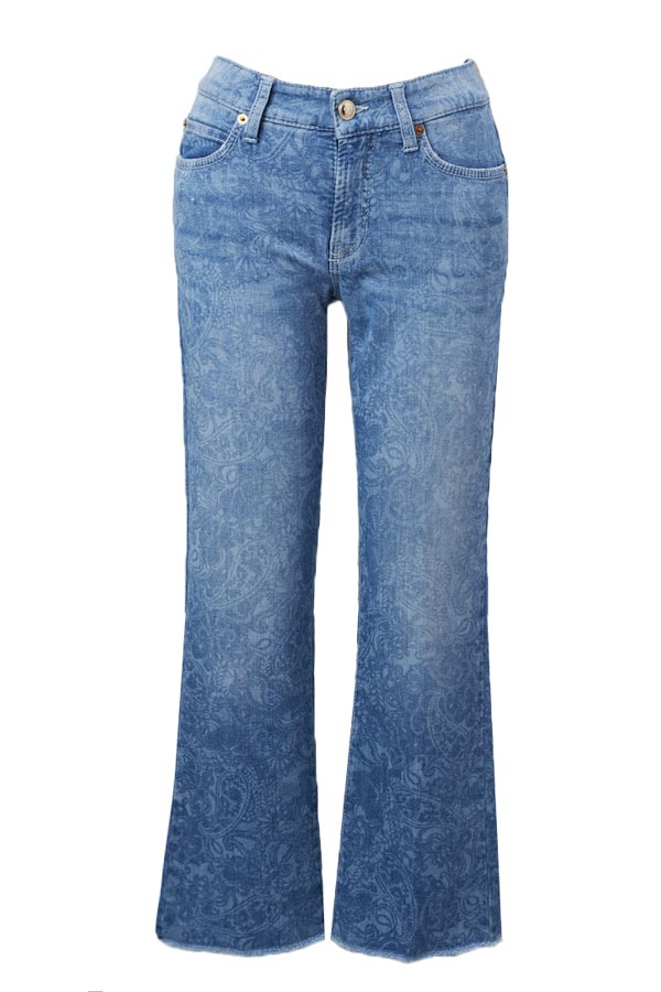 cambio paris kick fringed denim jean in paisley ombre print