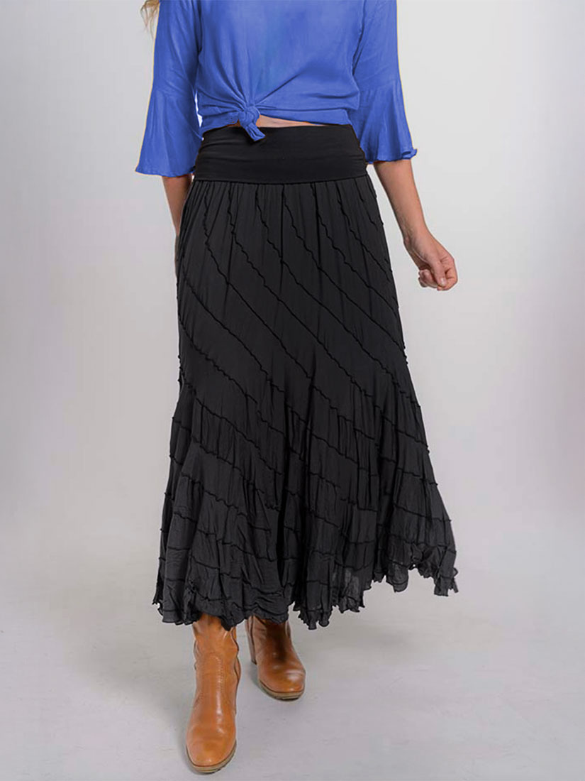 cienna designs nova tiered maxi skirt, dress black