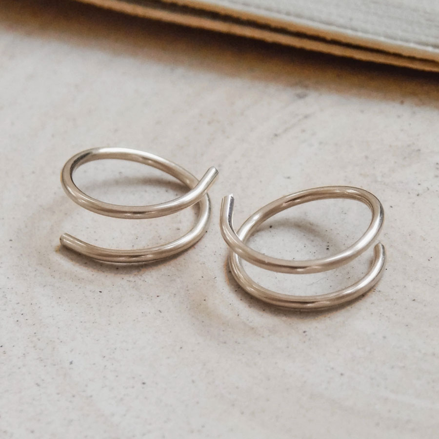 huggie double hoop earring sterling silver