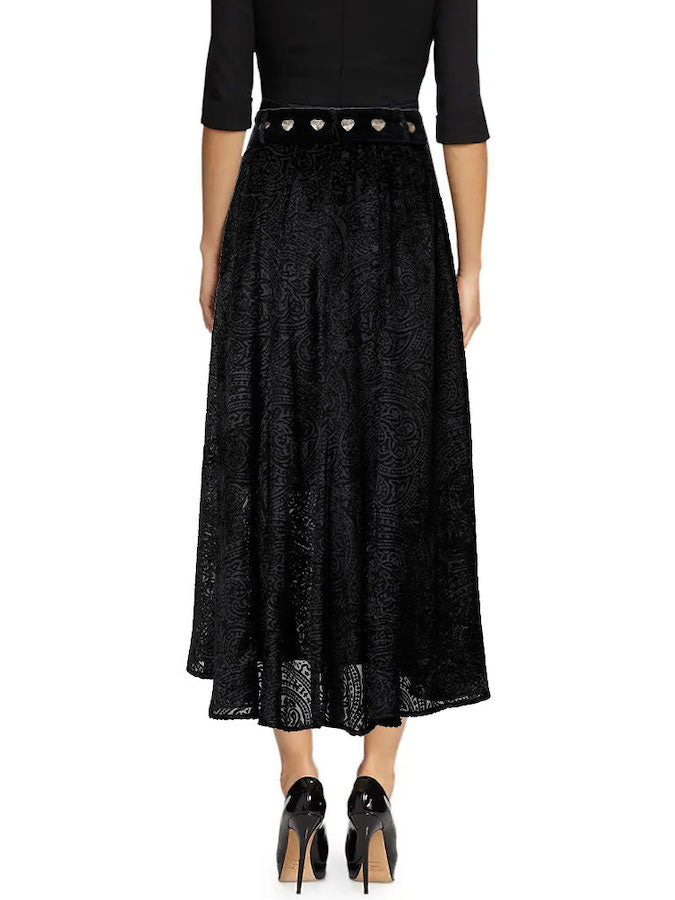 Emily Lovelock CAROL Velour Burnout Skirt Black