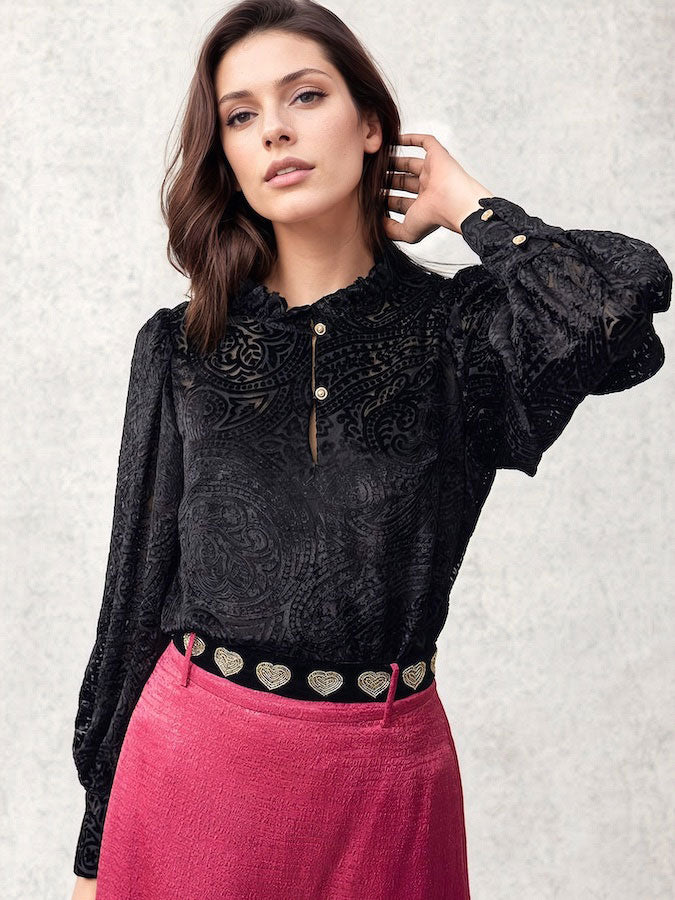 emily lovelock evanna blouse black