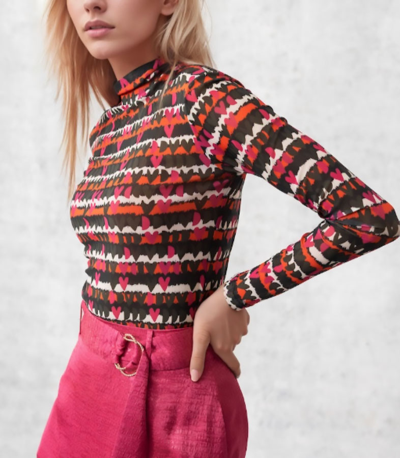 emily lovelock miri mesh tee pink hearts print multi