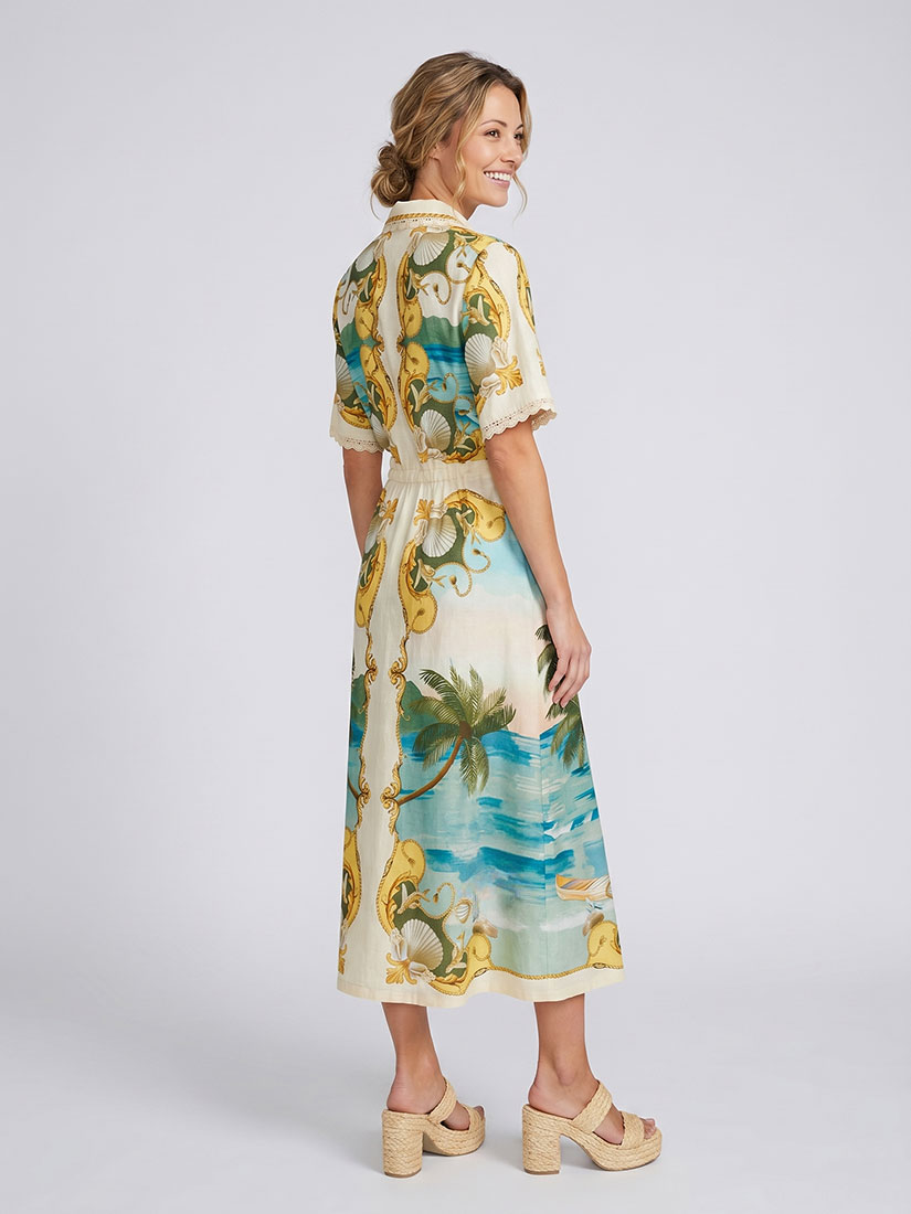 ROYAL SEA Collared Euroflax Midi Dress