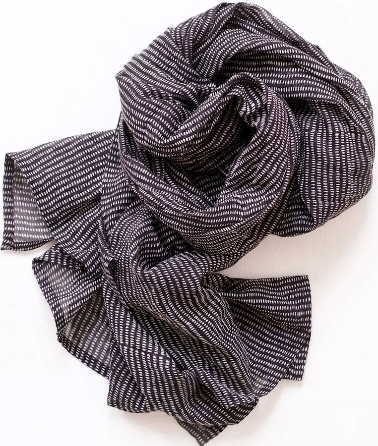 alice stripes black batik print scarf get dressed collective essentials