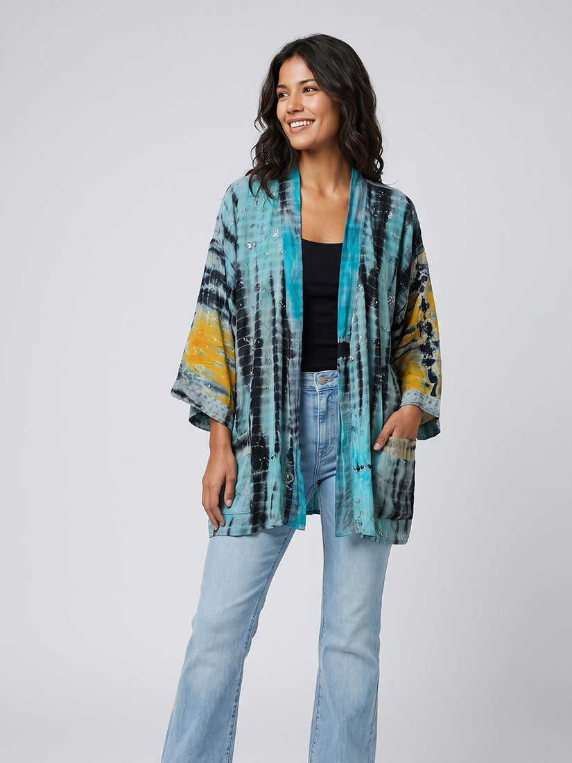 BEACH DAY Vintage Silk Kimono