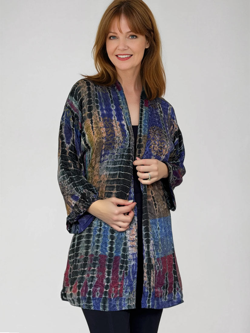BLUE MOON Vintage Silk Tie Dye Kimono Set
