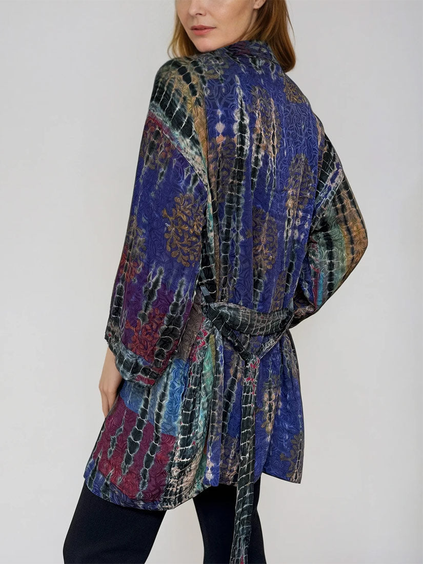 BLUE MOON Vintage Silk Tie Dye Kimono Set