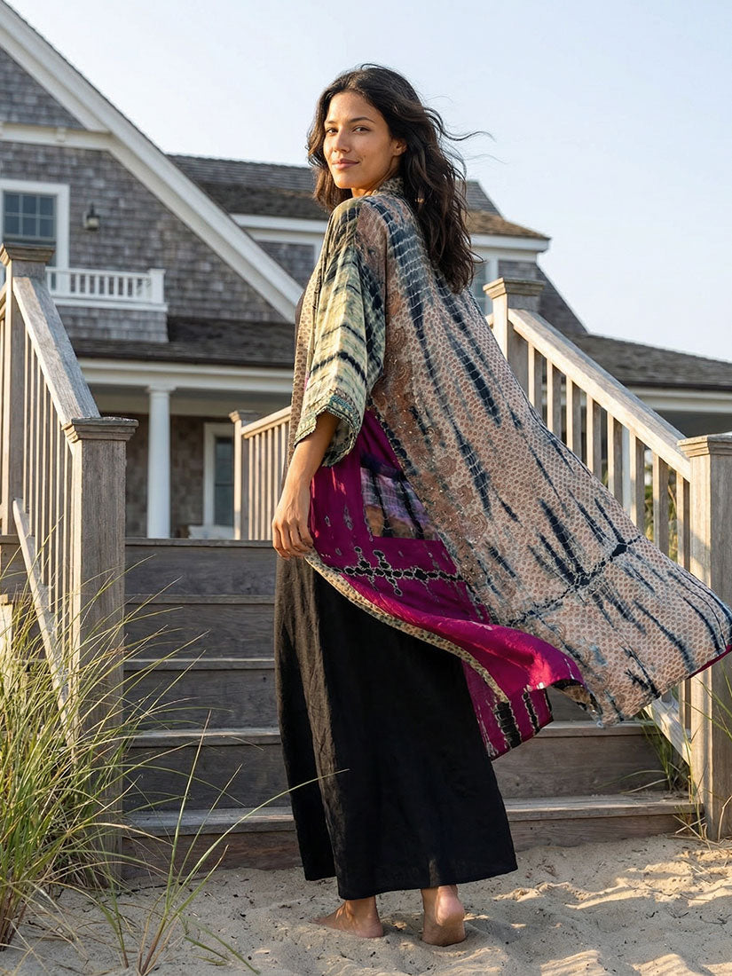 COASTAL JEWEL Vintage Silk Kimono