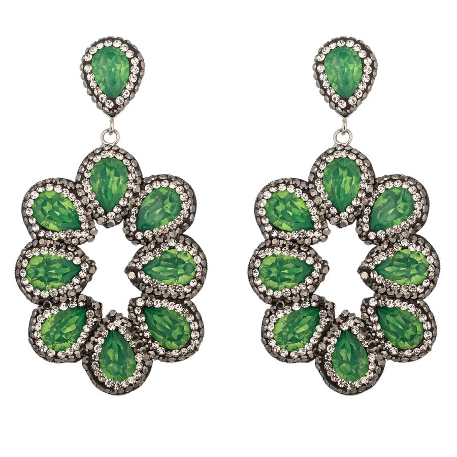 Caris Emerald drop crystal earrings Get Dressed Collective flat