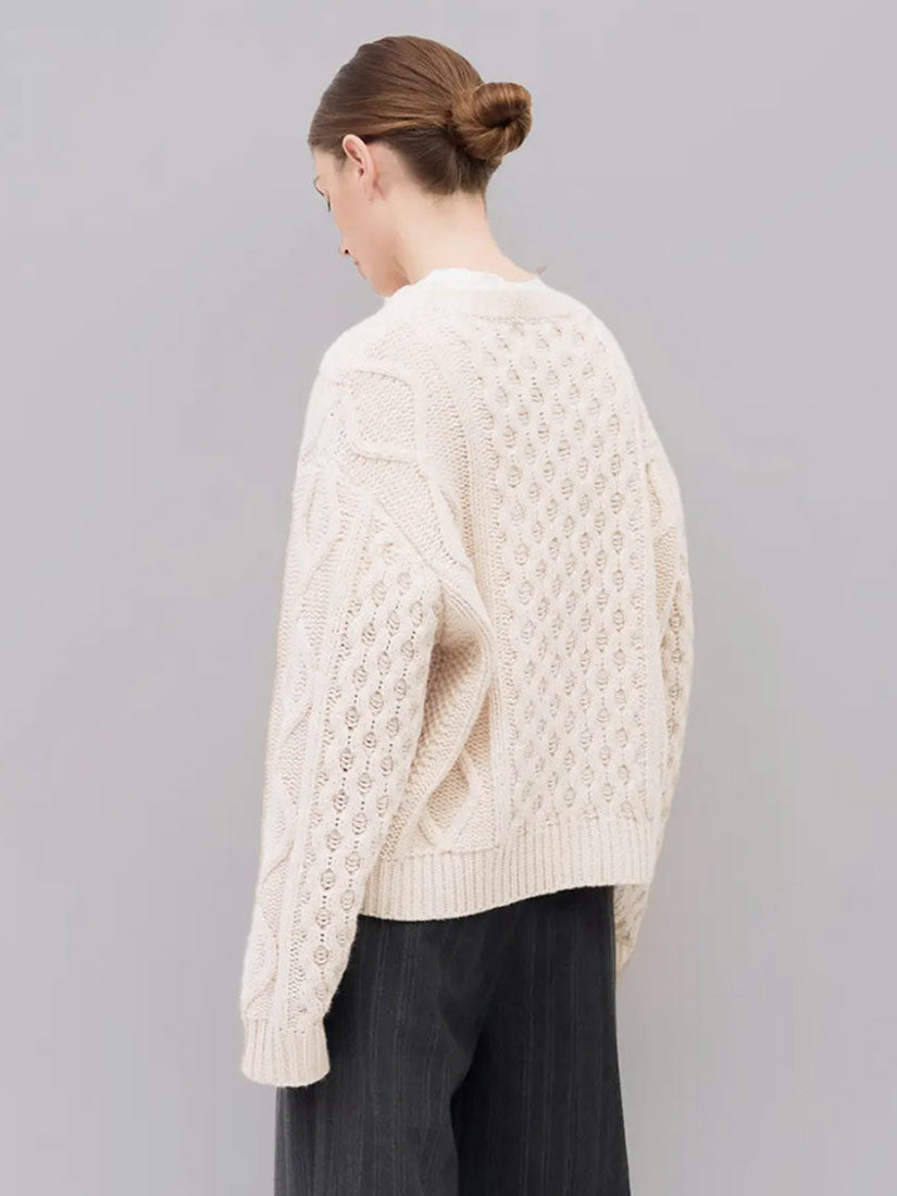 DEENA Cable Knit Cardigan Creme