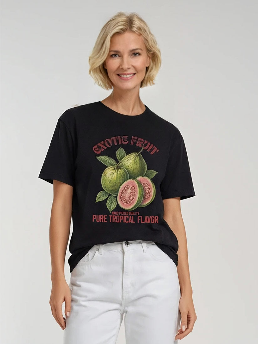 exotic fruit graphic tee with botaical guava from Get Dressed Collective black color way