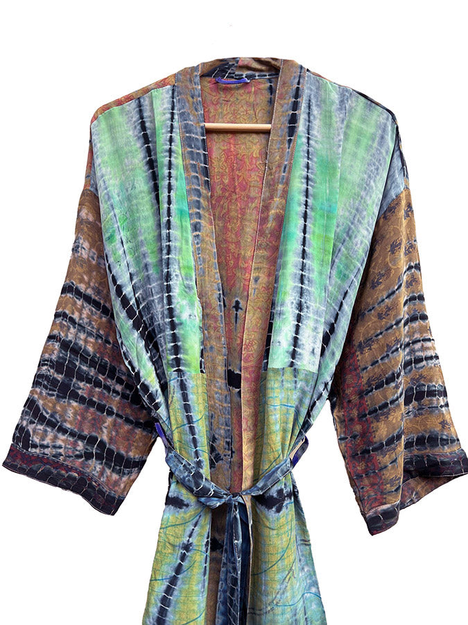 FORTE Vintage Silk Tie Dye Kimono