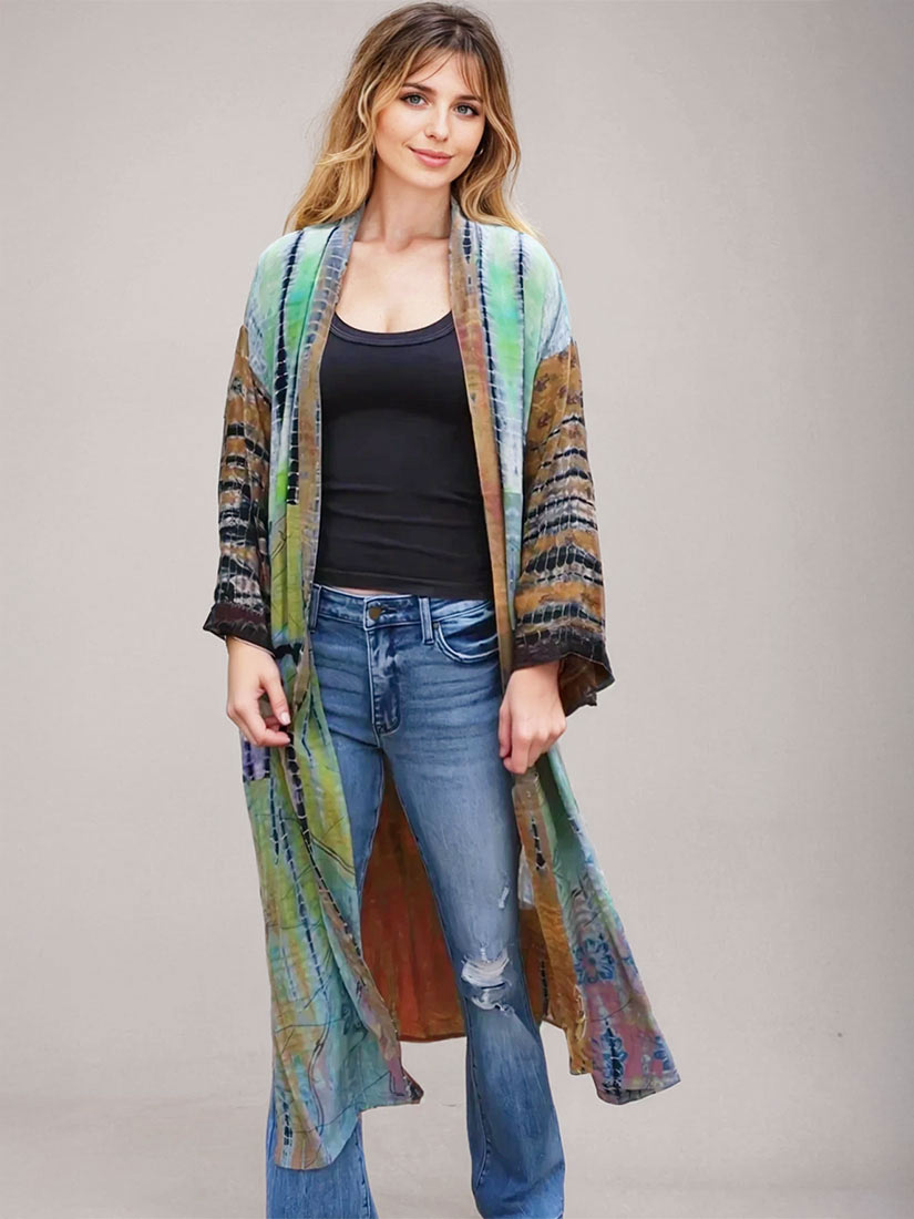 forte vintage tie dye silk kimono duster from get dressed collective