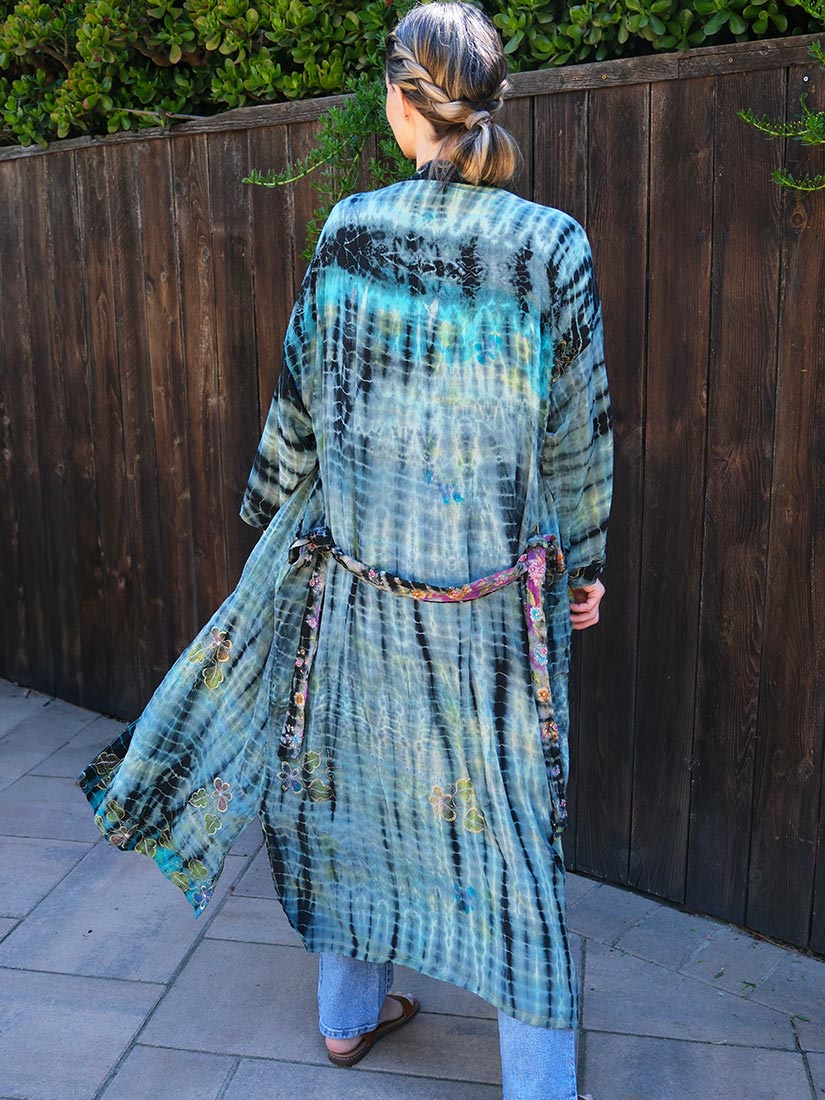 GROTTO Vintage Silk Tie Dye Kimono
