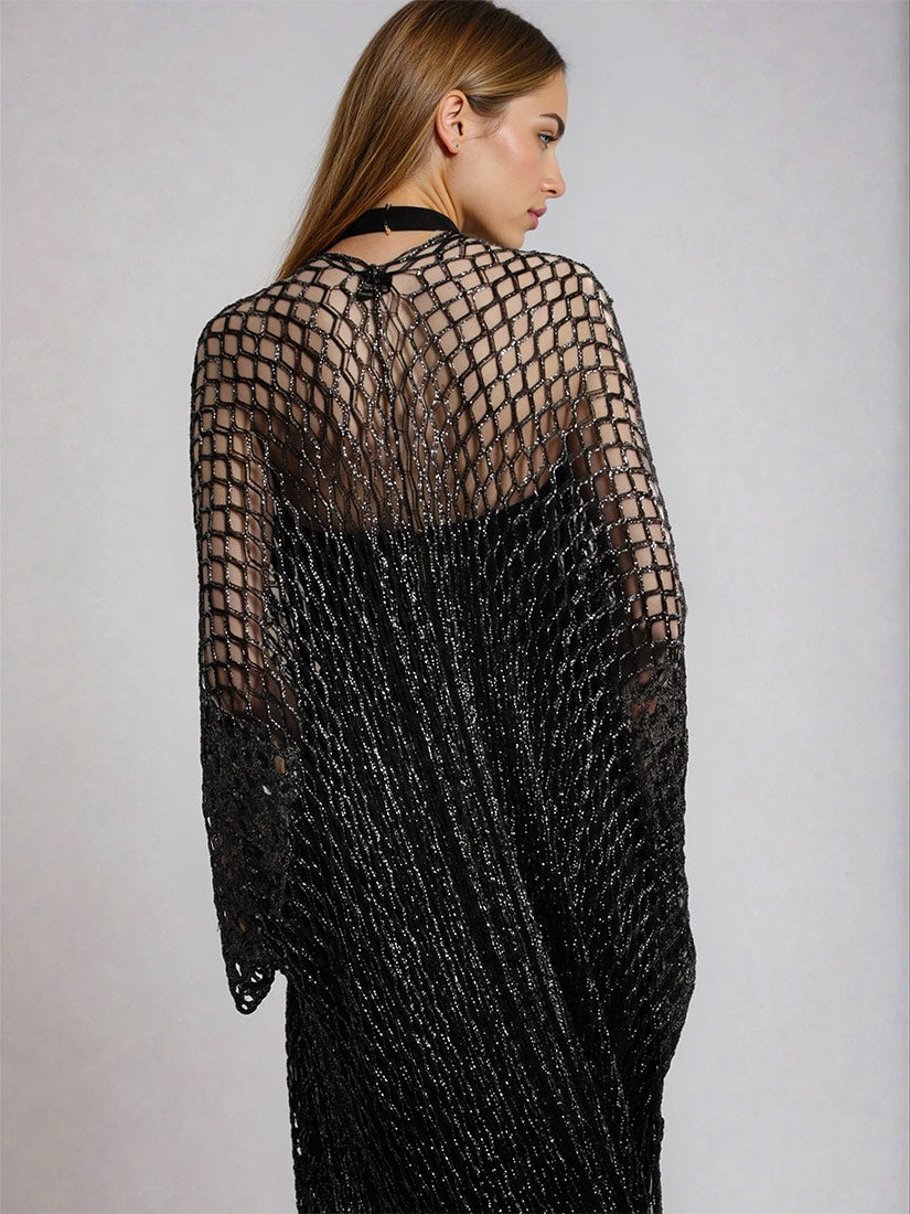LANDA Metallic Crochet Kimono