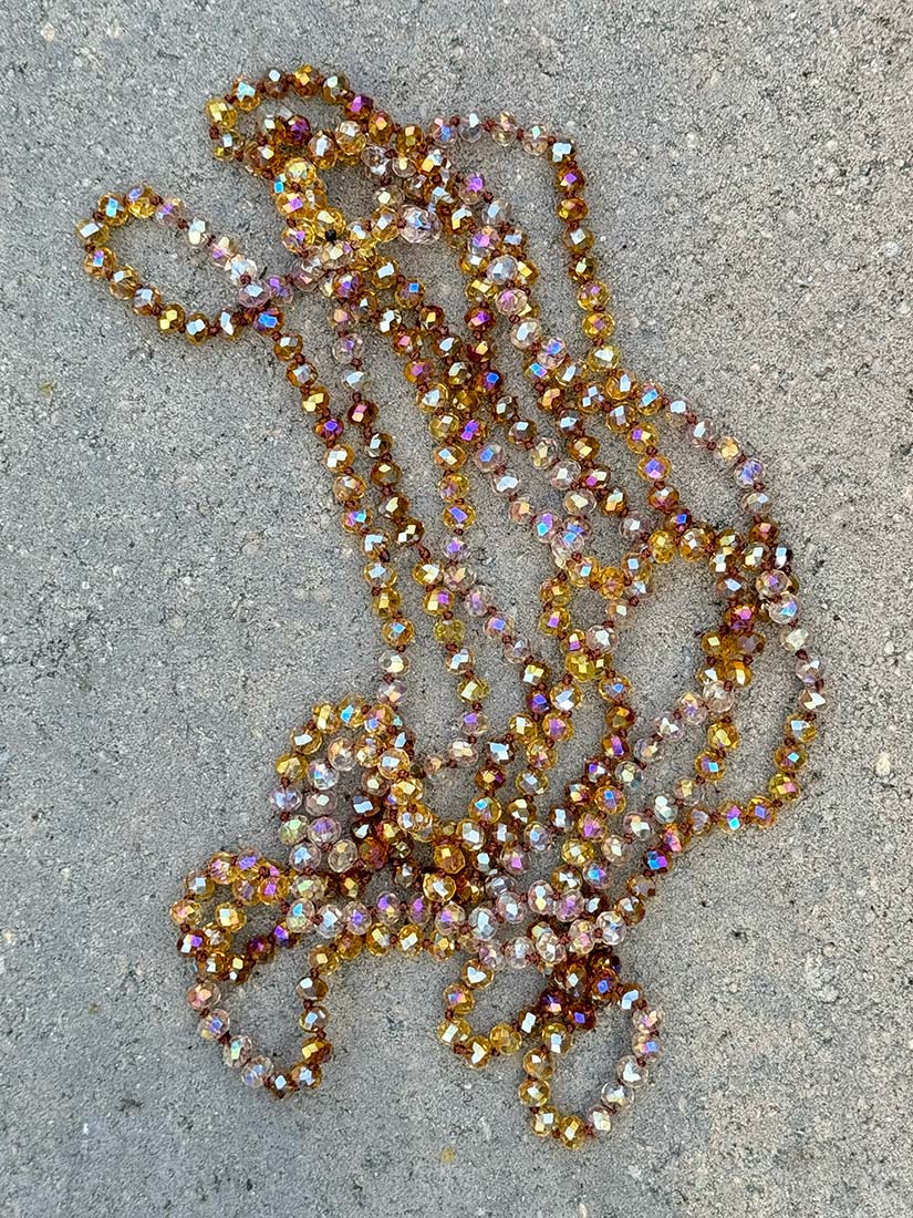 liquid crystals long layering necklace in amber get dressed collective