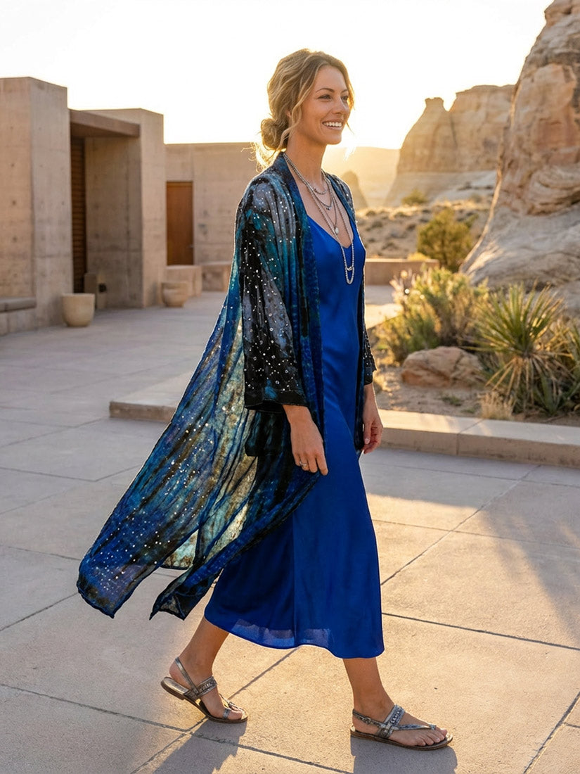 MANY STARS Vintage Silk Kimono