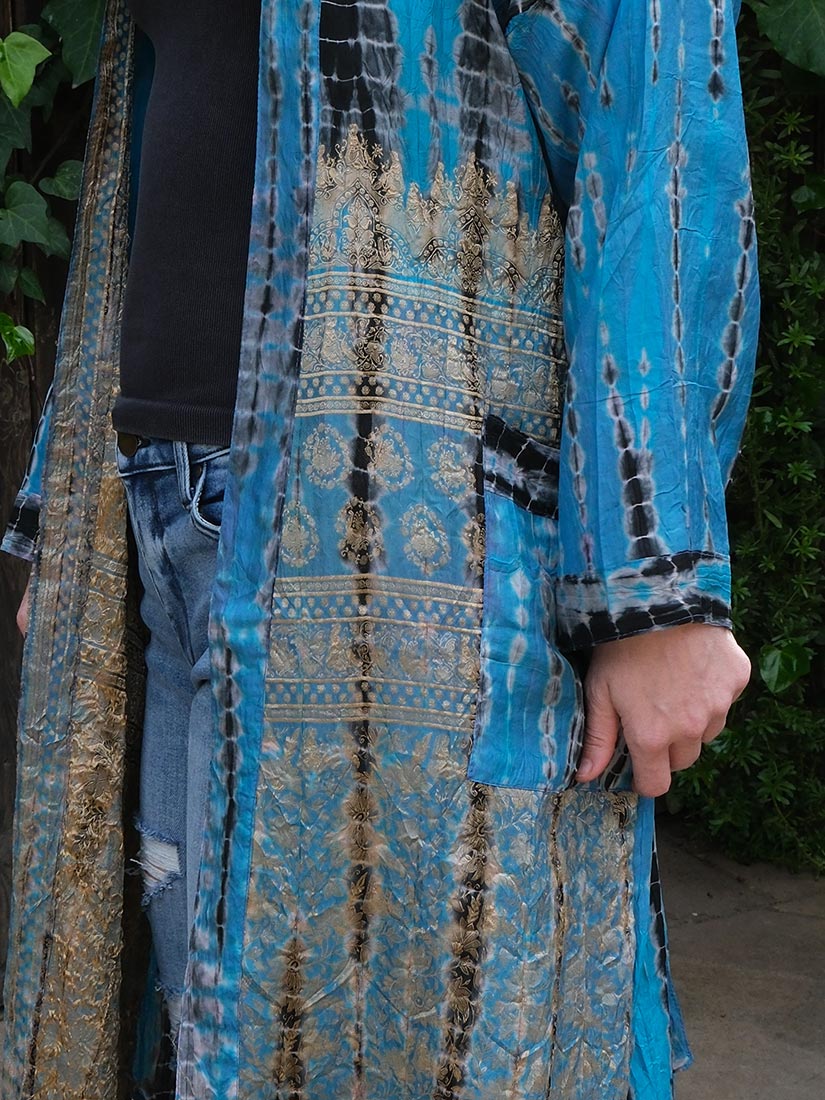 Moondrop vintage silk tie dye kimono Get Dressed Collective close up pattern