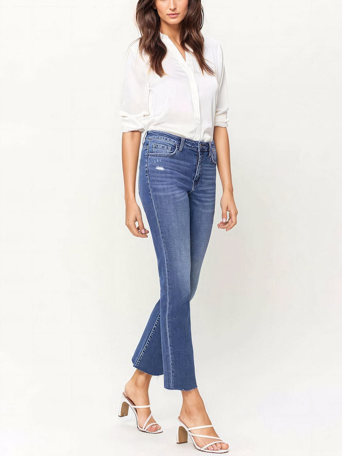 flying monkey prudent high rise raw hem jean