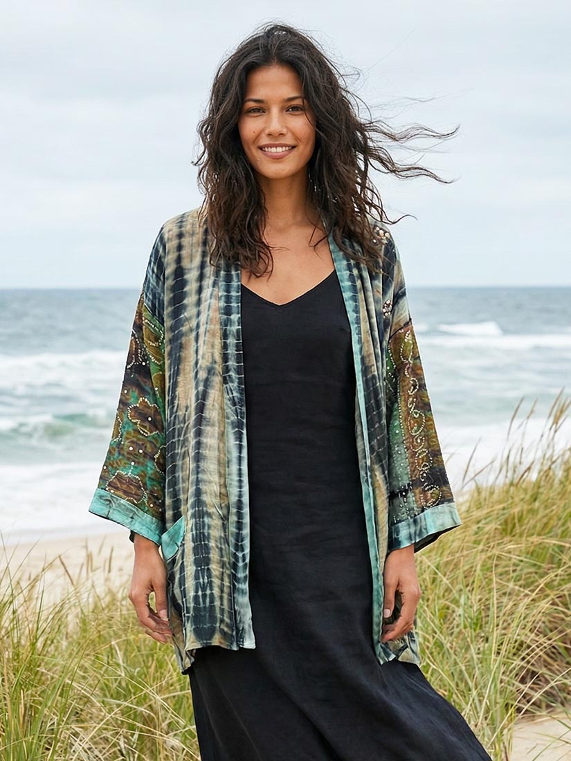 sea dweller vintage saree silk kimono by get dressed collective