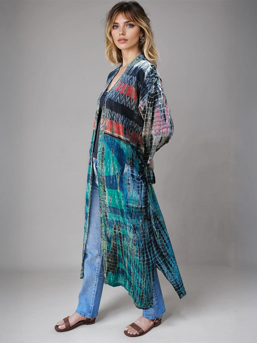 SECRET GARDEN Vintage Tie Dye Silk Kimono