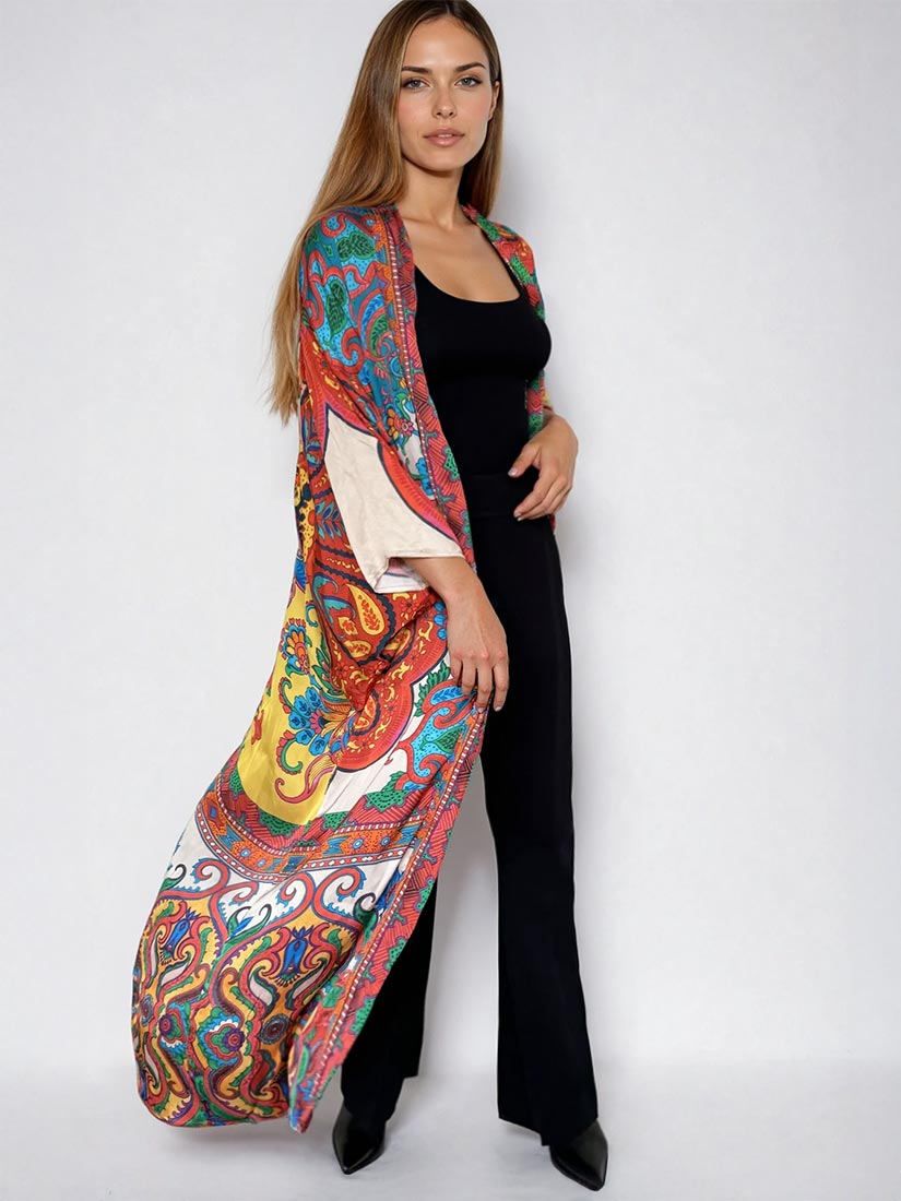 WILD HEART Mixed Print Kimono