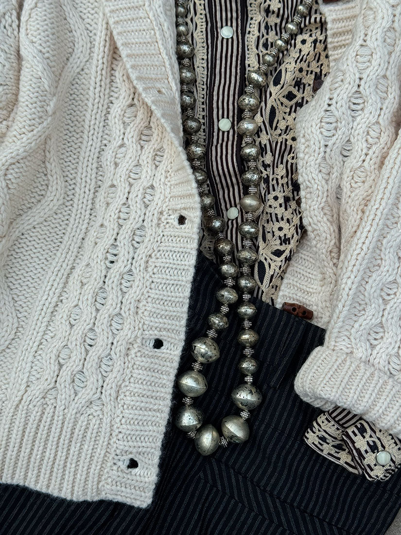DEENA Cable Knit Cardigan Creme