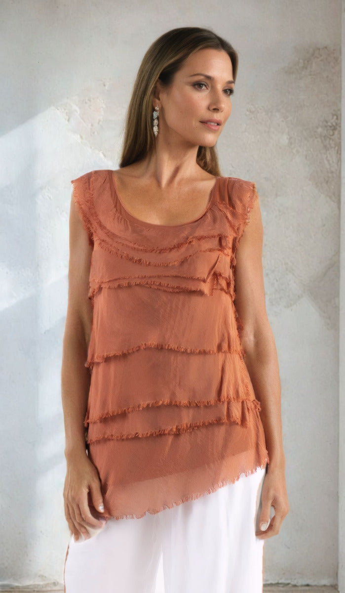 gigi ruffle tank tee copper gigi moda